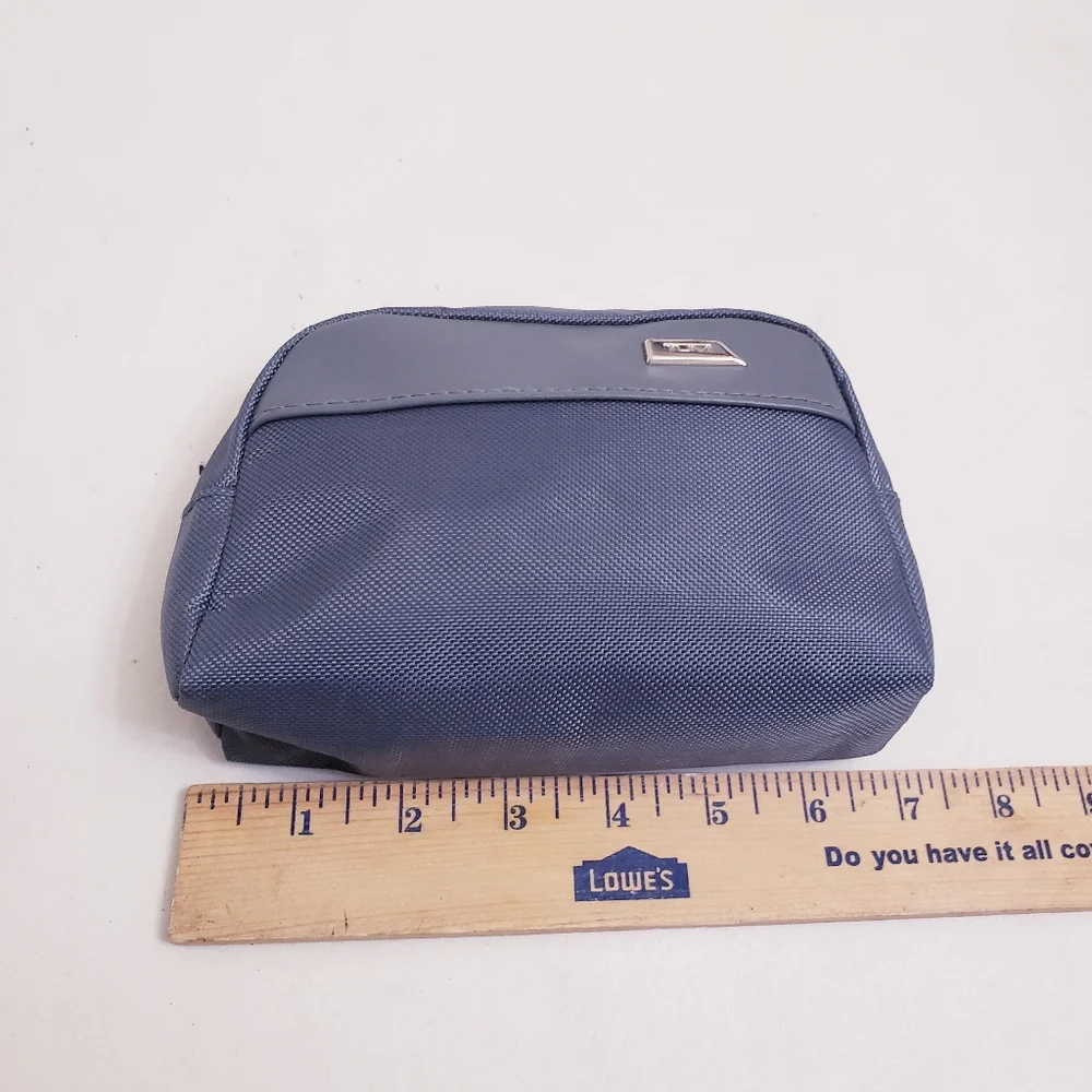 TUMI Gray Nylon Zippered Pouch Travel Suitcase Luggage Organization 5” x 7”